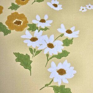 Vintage Wallpaper Sample Sheet Daisy Flowers Floral Print Craft Supply Ephemera